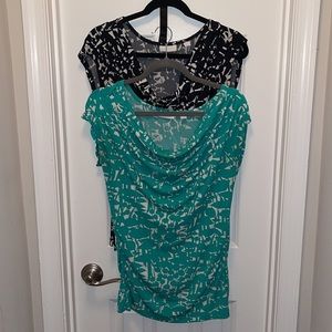 Lot of two (2) New York & Company Dress Shirts Size Small Black and Teal